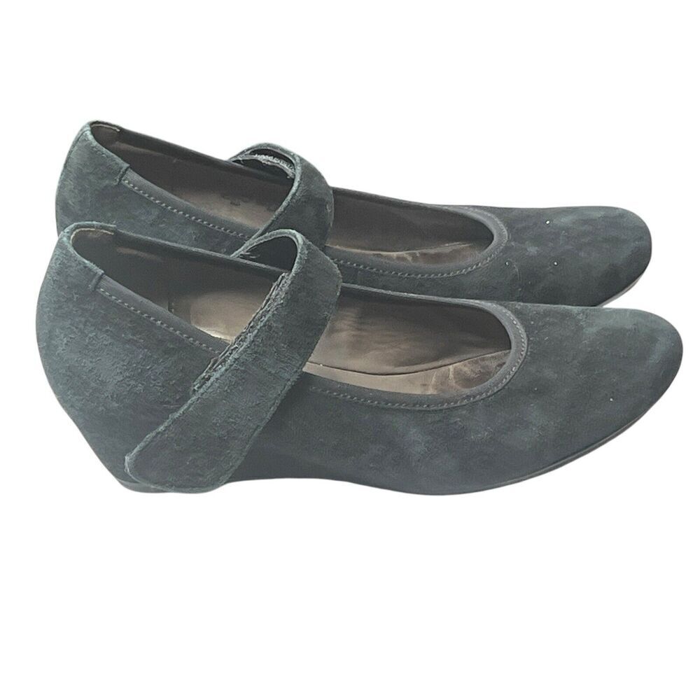 Gabor Black Nubuck Mary Jane Wedges US Size 6.5 Comfortable Casual Walking‎ Shoe
